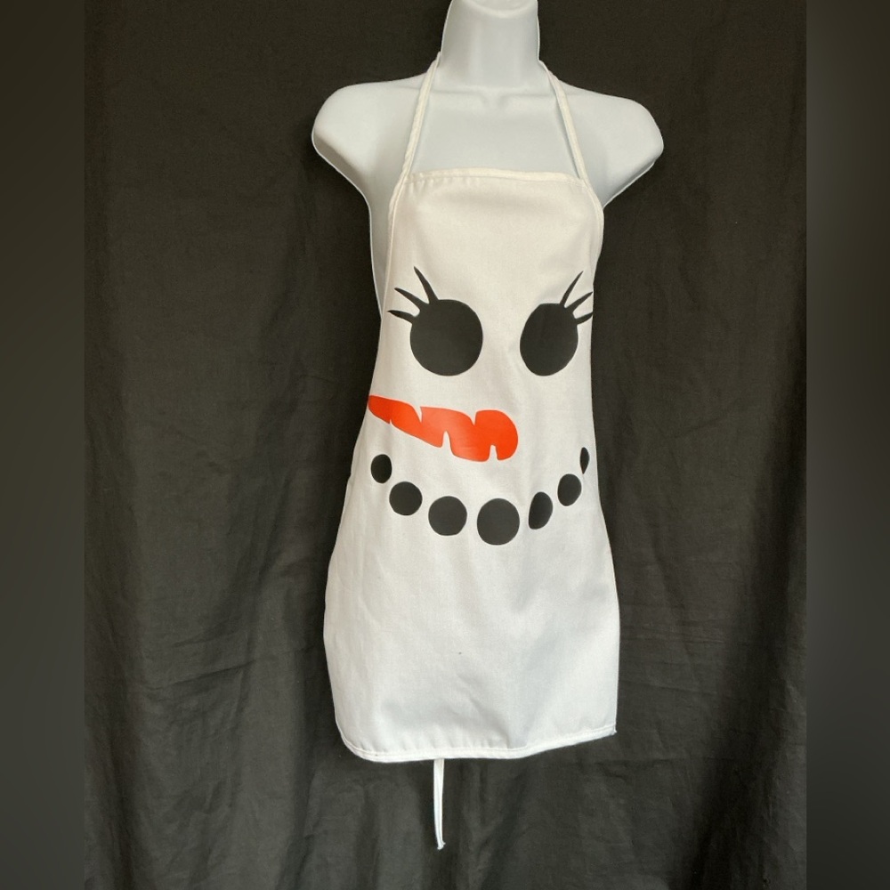 Apron White Snowman Face Kitchen